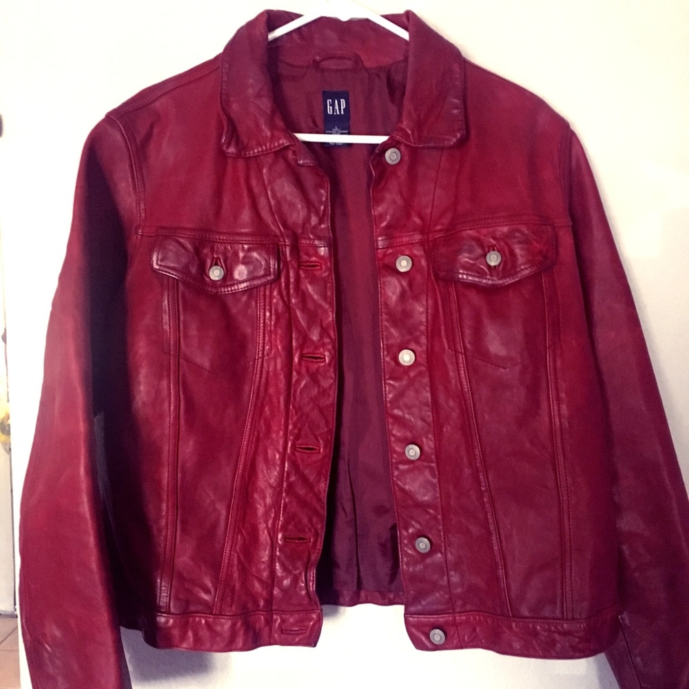 Vintage ‘90s GAP Red Leather Moto Jacket